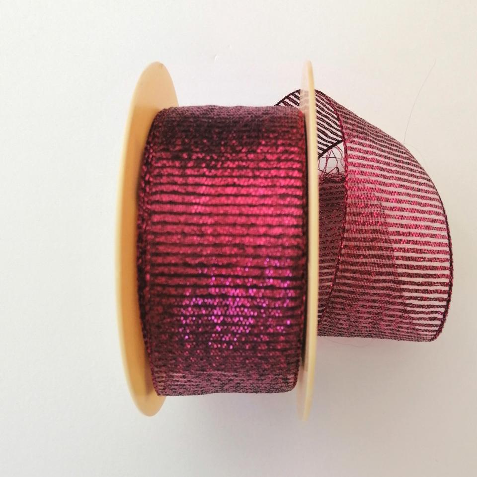 Decoro righe trasparenti arti e grafica fondo fuxia metallizzato 4cm