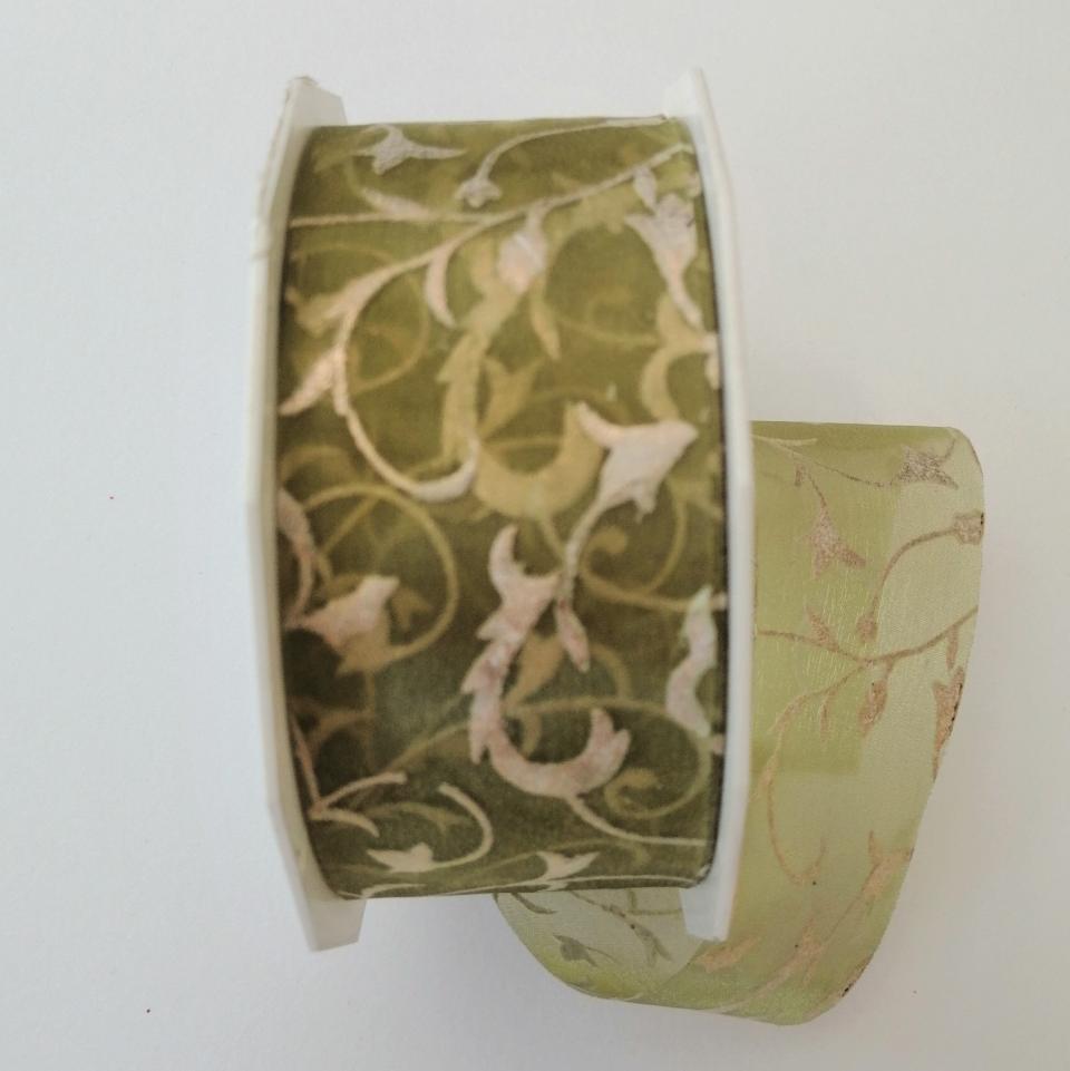 decoro ghirigori dorati arti e grafica fondo verde trasparente 40mm