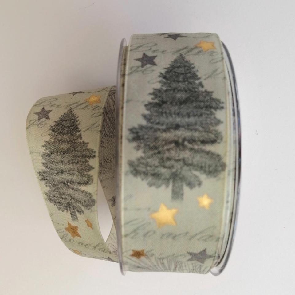 decoro alberi pigne e stelline pbs fondo verde 40mm