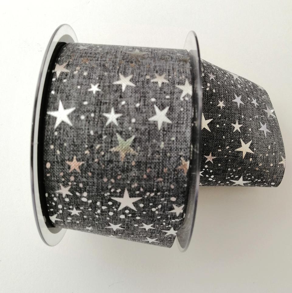 decoro stelline e pois argento pbs fondo grigio 60mm