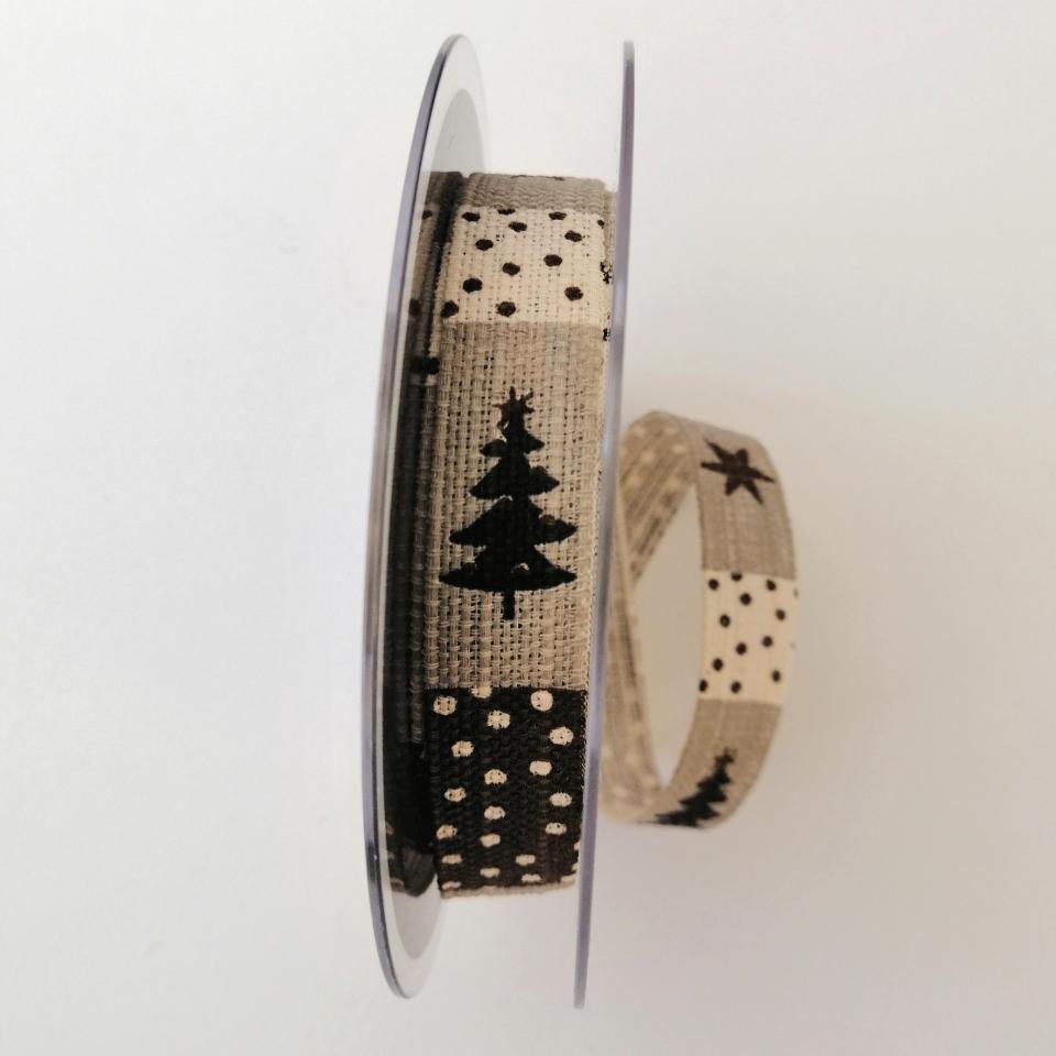 decoro alberelli stelle e pois pbs fondo grigio e tortora mm15
