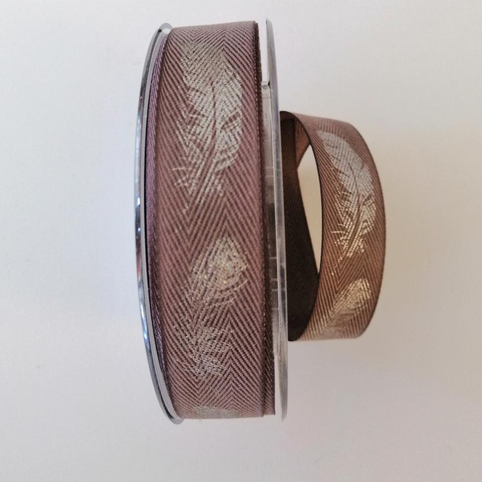 decoro piume argento pbs fondo tortora 25mm a lisca di pesce