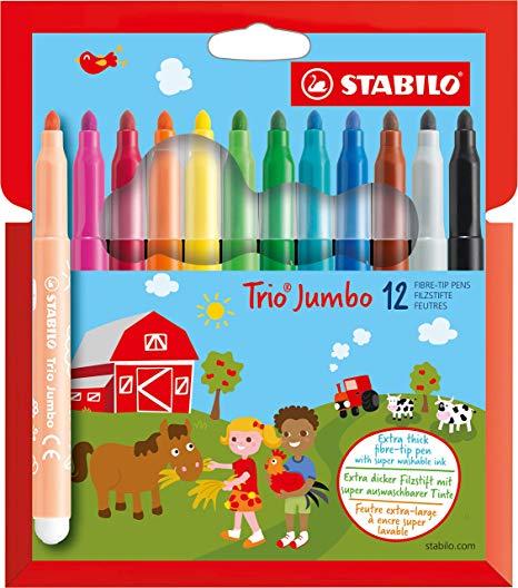 trio Jumbo  stabilo  confezione da  12  pennarelli