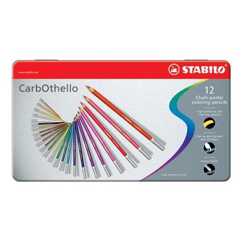 Carbothello  STABILO astuccio in metallo da  12 pastelli colorati