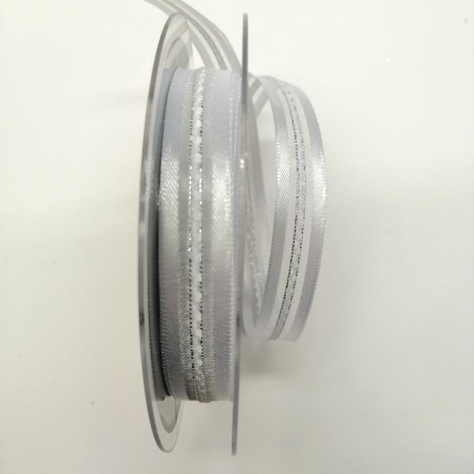 Nastro raso bianco con striscia in organza pbs 15mm