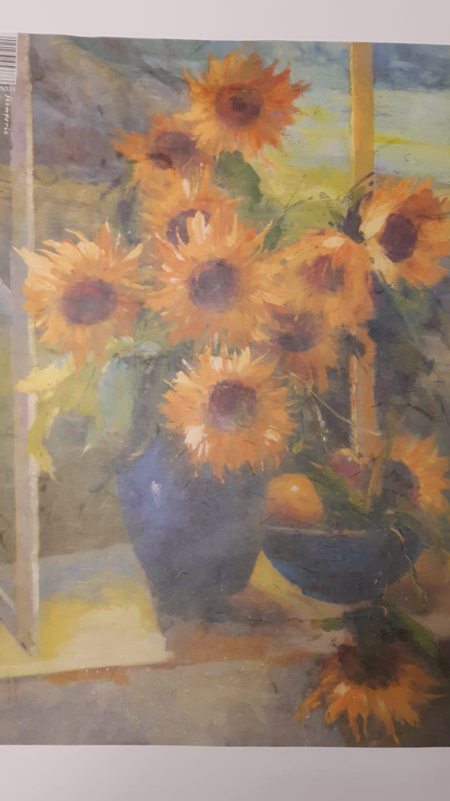 Carta riso girasoli in vaso stamperia 33x48