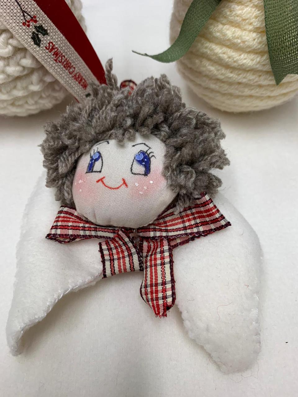 Set Palle di Natale ed un Angelo  Arti e Grafica in lana e fiocchi decorati