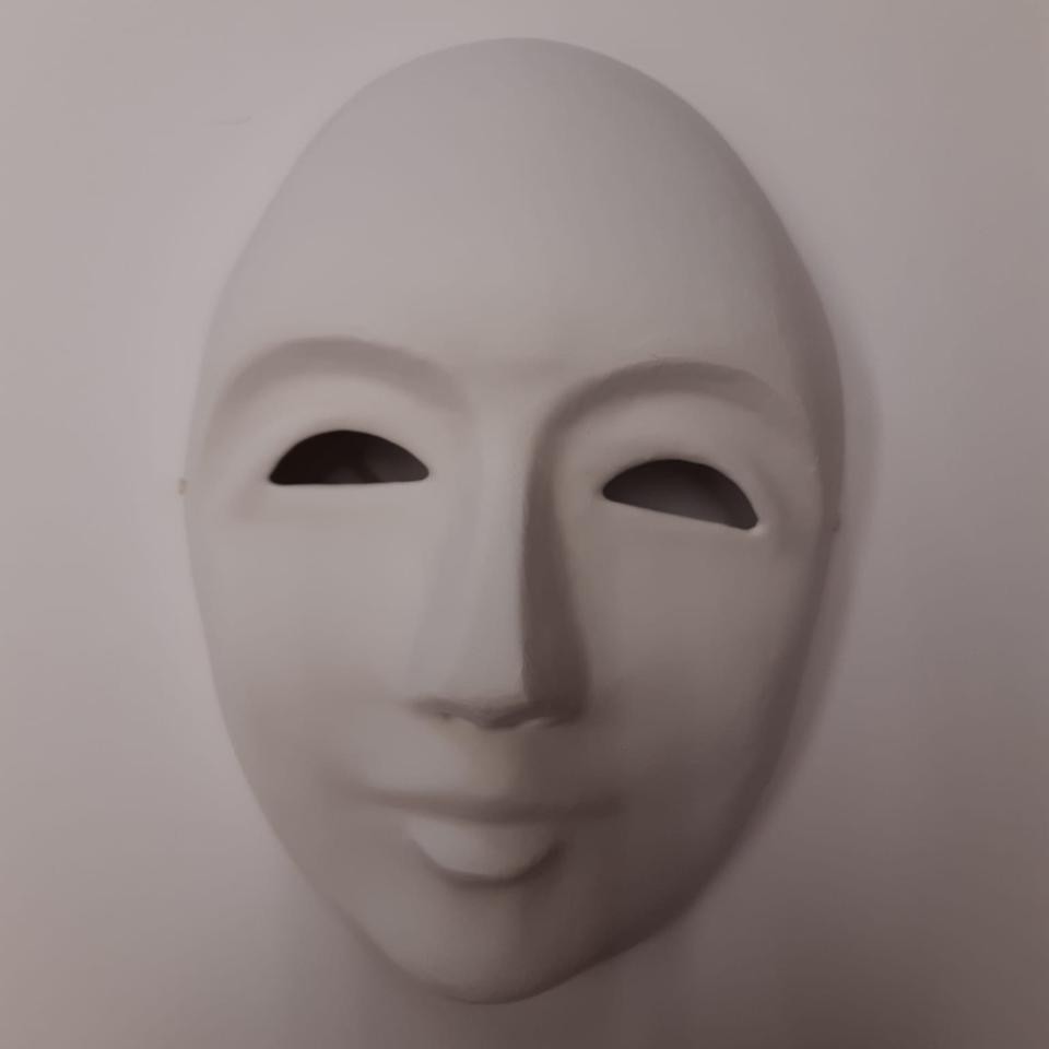 Maschera Bianca fai da te in cartapesta con elastico Stafil altezza 23 cm | larghezza 16,5 cm