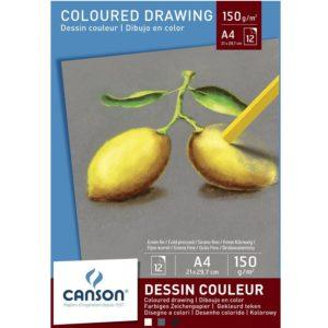 blocco disegni colorato canson 12 fg A4 21 x 29.7 cm 150 g/m2
