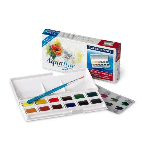 aquafine watercolor daler rowney travel set confezione 12 mezzi godet