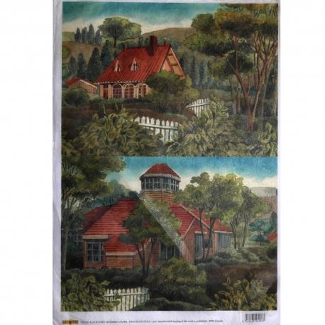 Carta riso villa in campagna stamperia 33x48