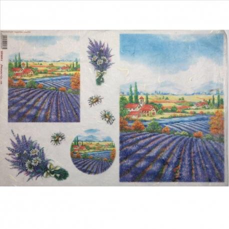 Carta riso campo di lavanda stamperia 33x48