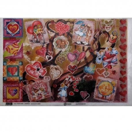 Carta riso decoupage  san Valentino ferrario 33x48