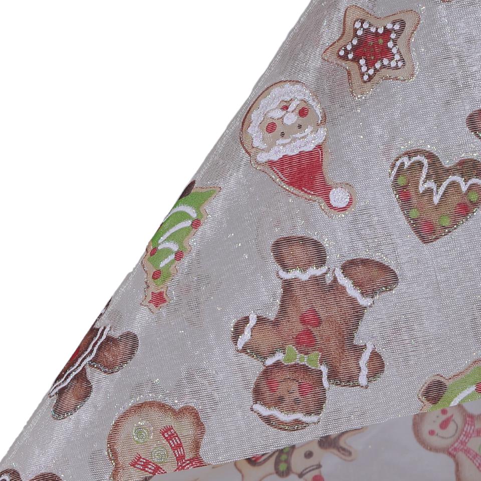 Stoffa Natalizia con ginger, cuori e stelle hobby fun 29 cm x 100cm