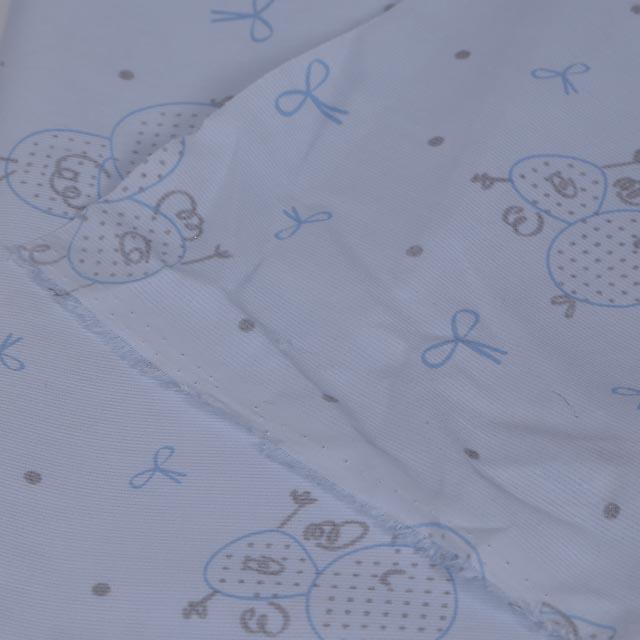 Tessuto rigatino celeste con pulcini  Stafil cm 150 x 50