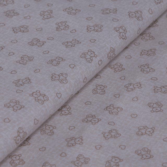 tessuto in cotone  beige e bianco con orsacchiotti stafil altezza 160 x 50 cm