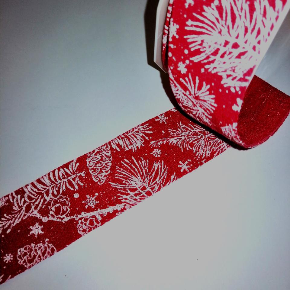 nastro decorativo  rosso con pigne stafil 40mm per 1 metro nastri
