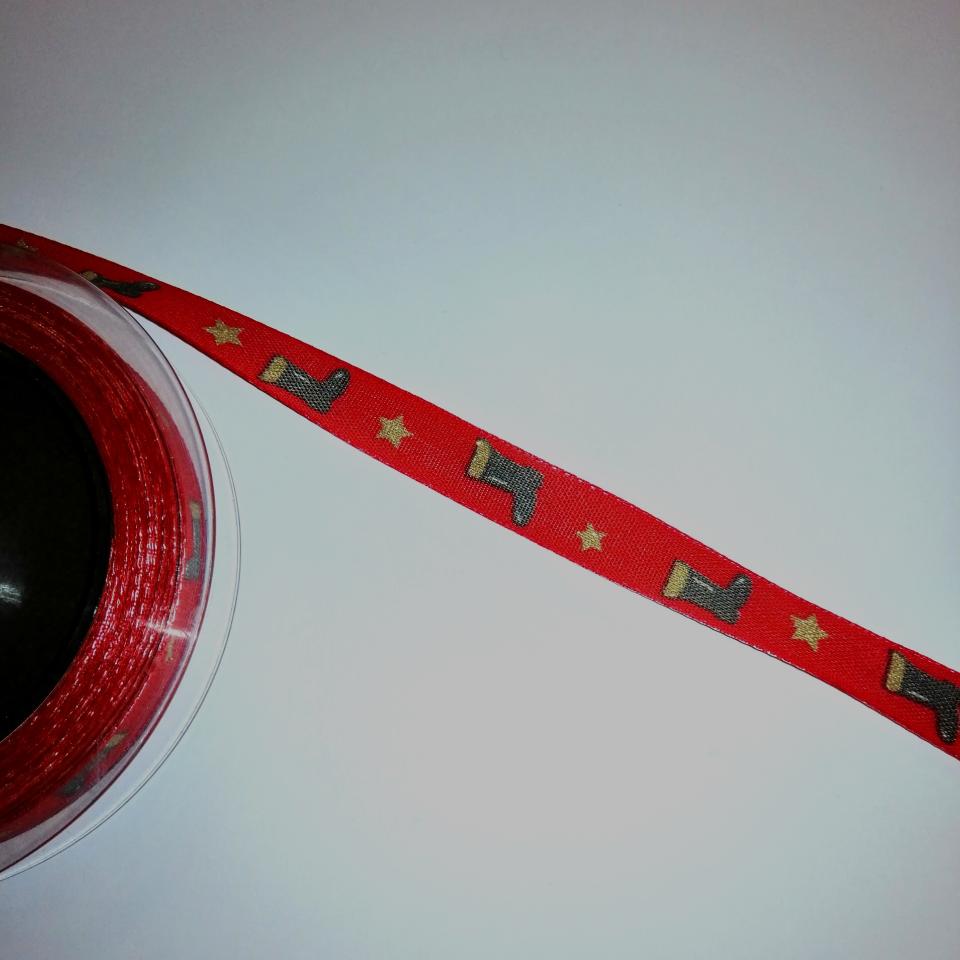 nastro rosso con stivale goldina 15mm x 1mt nastri