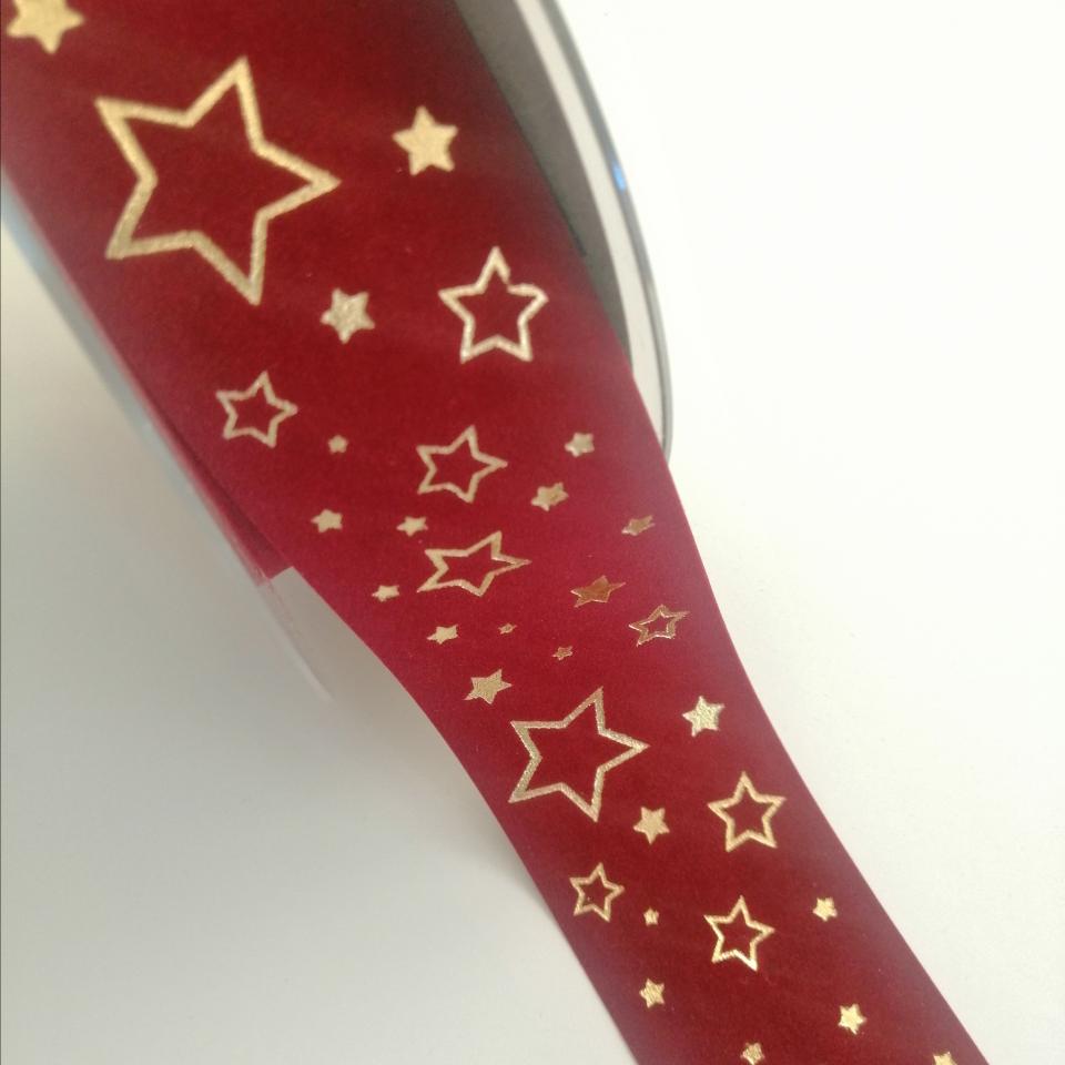 nastro velluto rosso con stelle Goldina 40mm x 1mt nastri