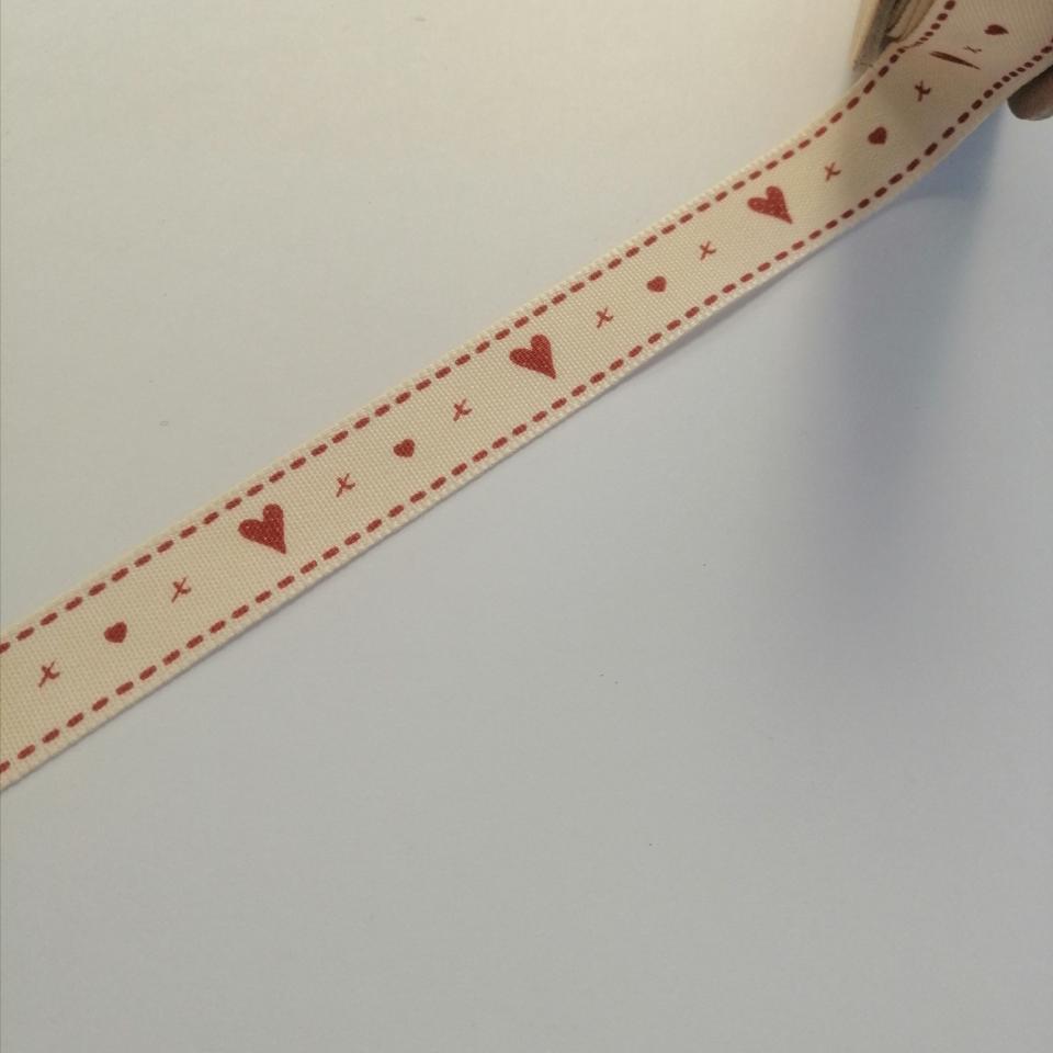 nastro panna con cuori nastri di mirta 15 mm x 1mt - Nastri
