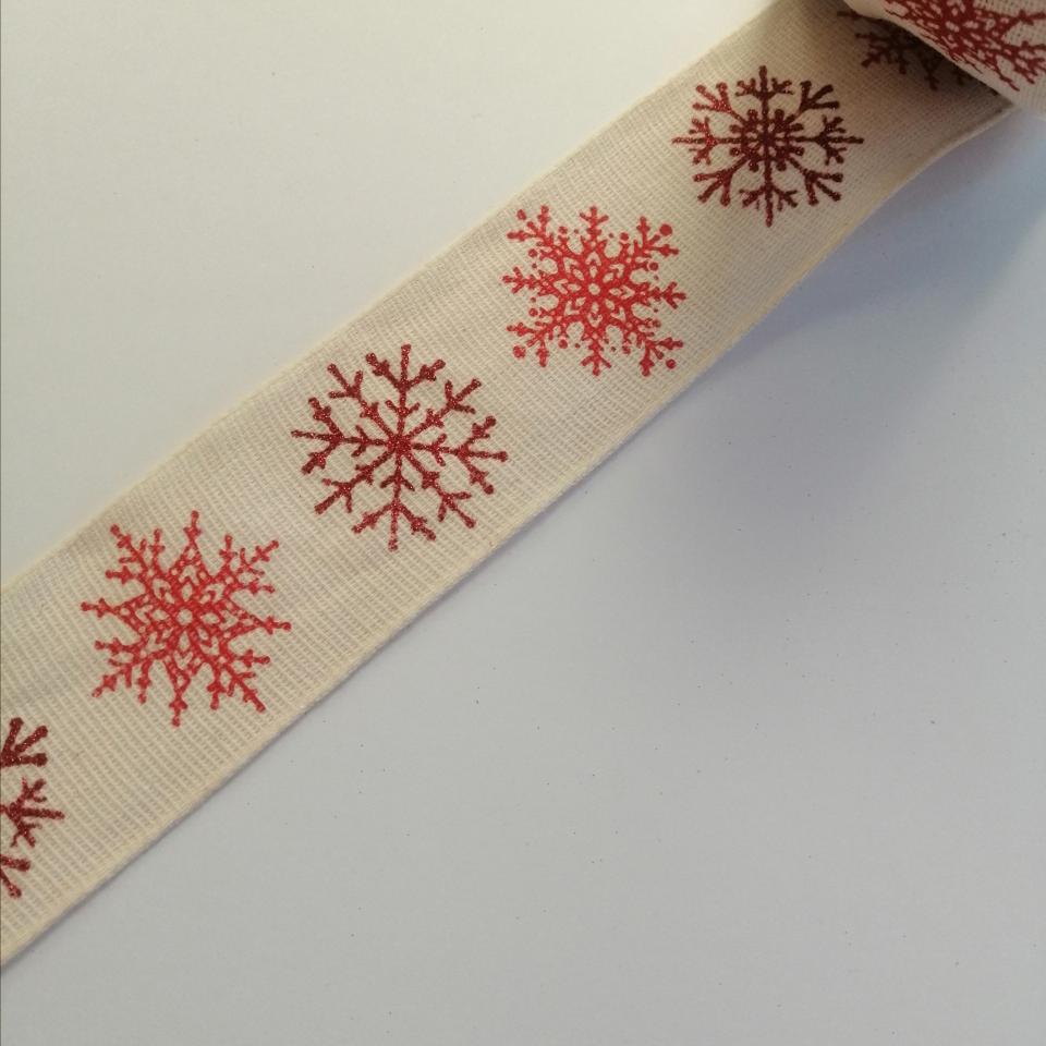 nastro panna con cristalli rossi goldina 40 mm x 1mt nastri