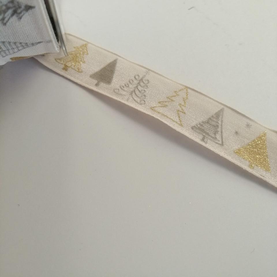 nastro panna con alberi natale goldina 25 mm x 1mt