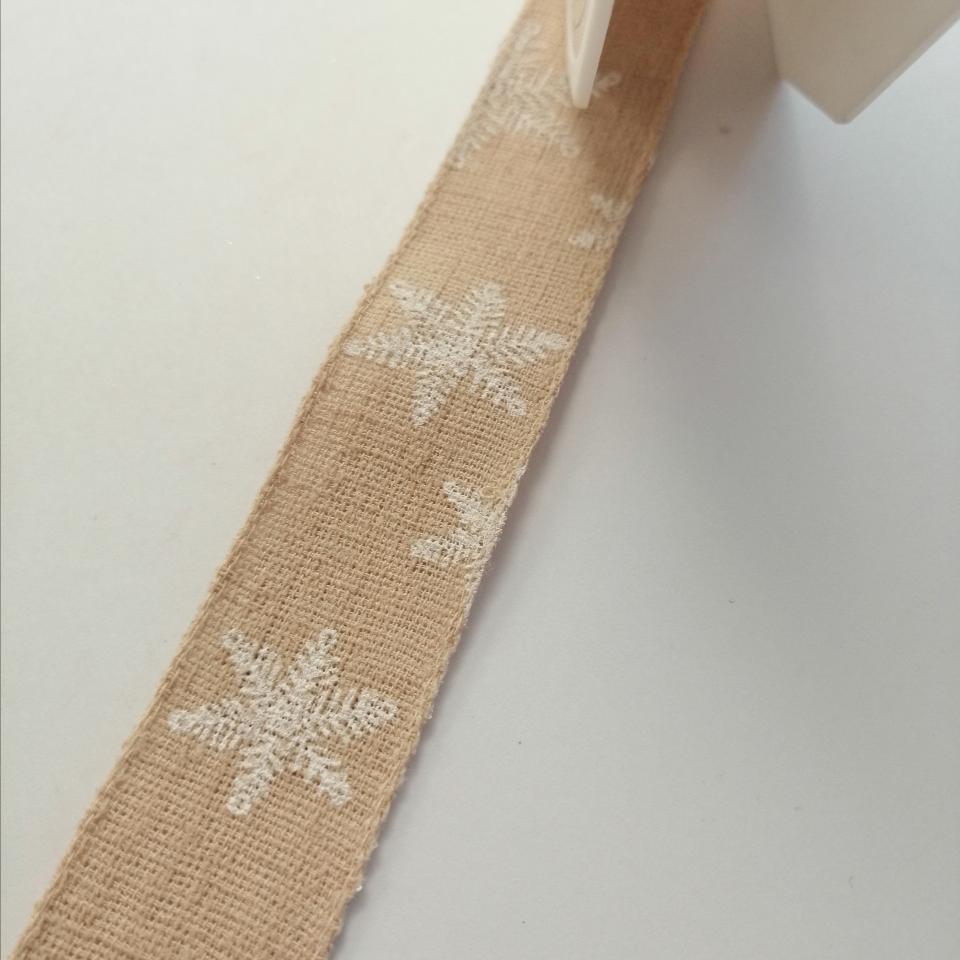 nastro colore naturale  con decoro bianco Stafil 25mm x 1mt