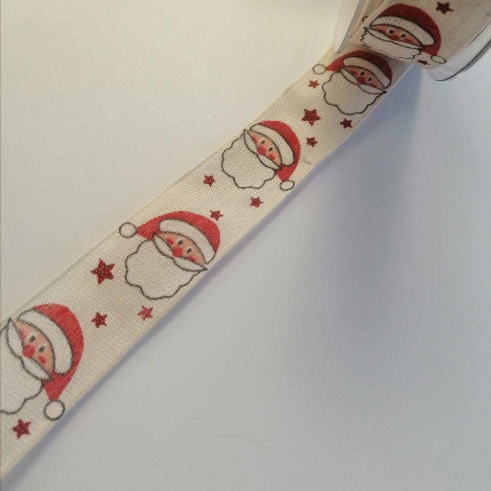 nastro crema con decoro babbi natale goldina 25 mm x 1mt