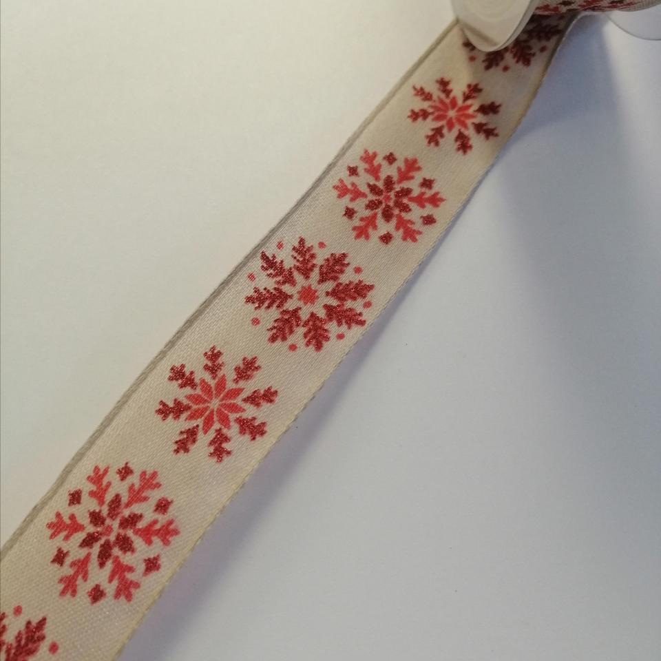 nastro color corda con fiocchi neve Goldina 25 mm x 1mt