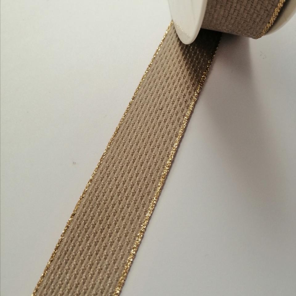 nastro tortora con bordino dorato Goldina 25 mm x 1 mt