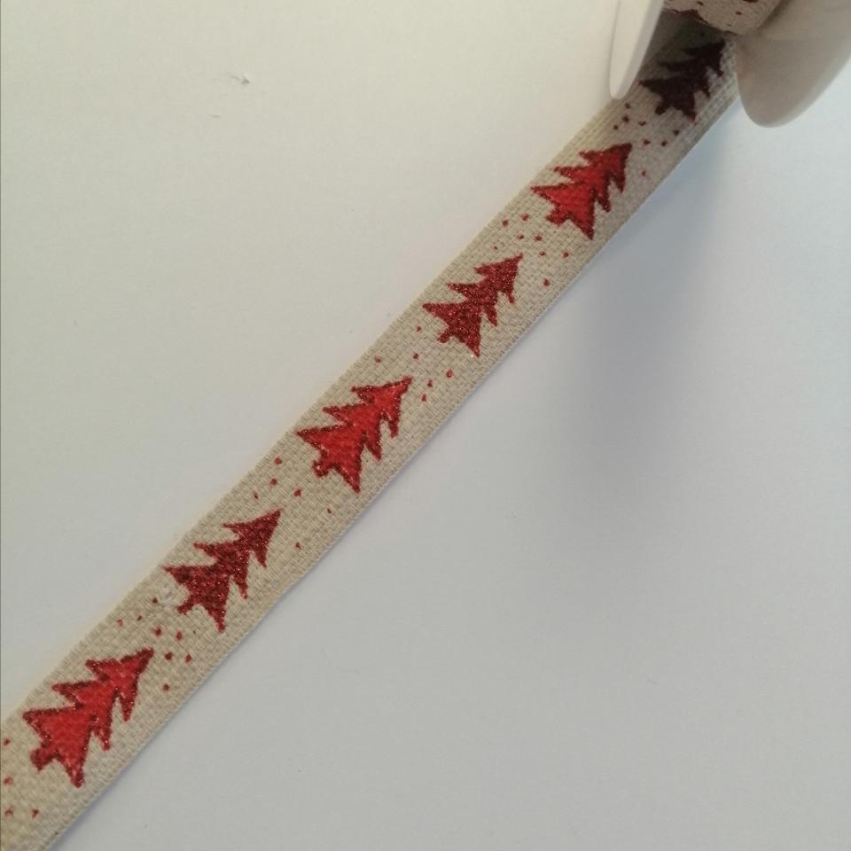 nastro natale corda con alberi di natale goldina 15 mm x 1mt