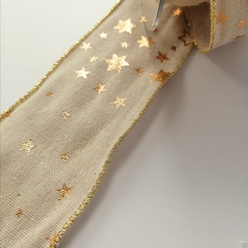 nastro cotone ecru e oro Stafil 65mm x 1mt nastri