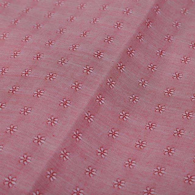 Stoffa tessuto in cotone tinta colore rosso con fantasia fiorellini stafil  180 x 30 cm