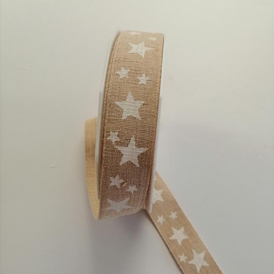 nastro ecrù con stelle Stafil 25 mm x 1 mt