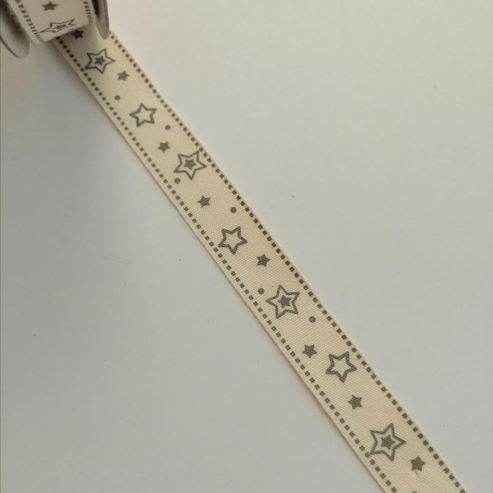 nastro panna con stelle grige hobby fun 15 mm x 1mt