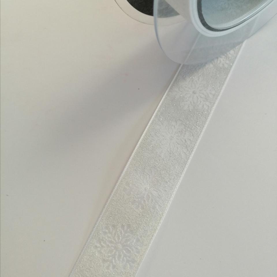 nastro bianco con cristalli di neve goldina 25 mm x 1 mt