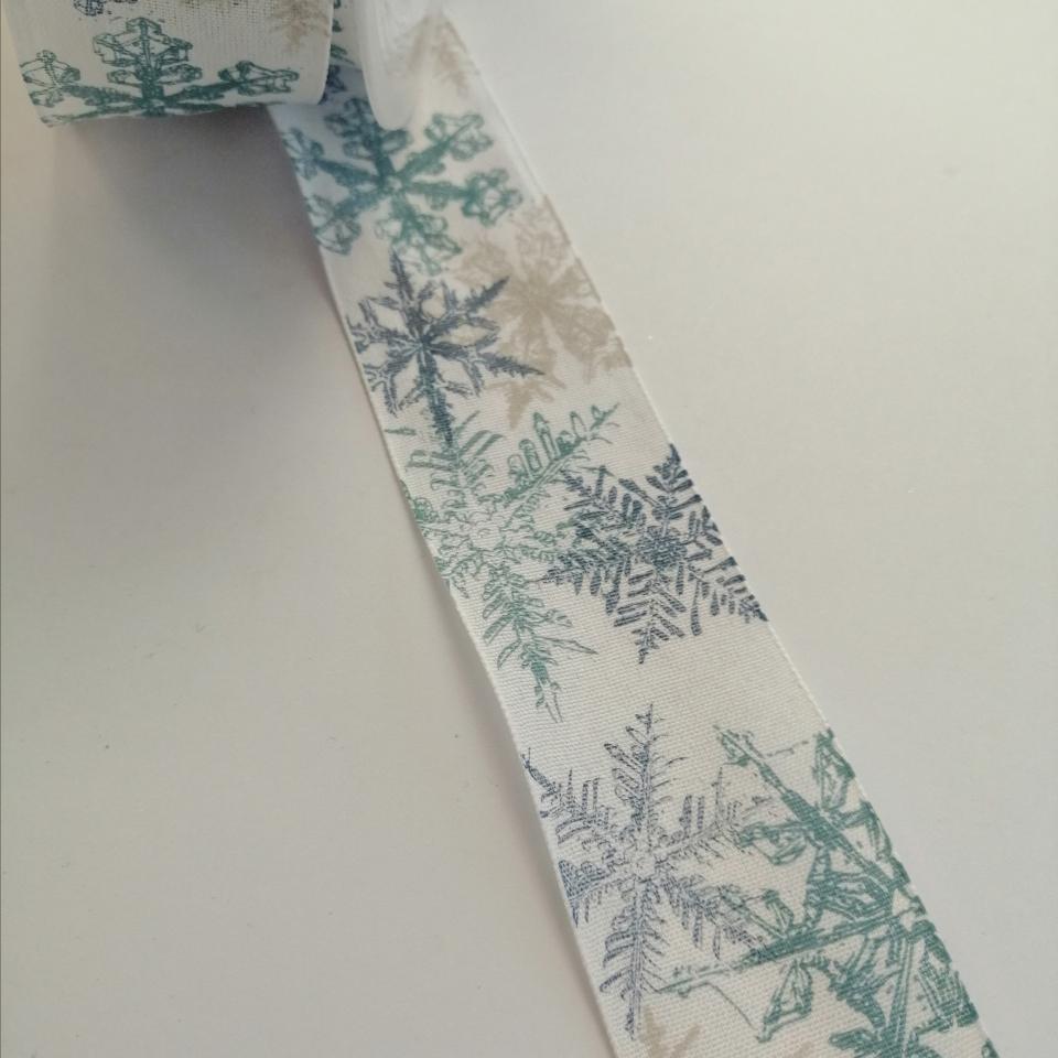 nastro bianco con cristalli di ghiaccio azzurri Stafil 40 mm x 1mt