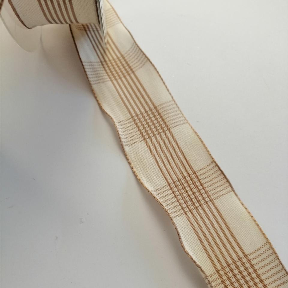 nastro panna con strisce beige goldina 40 mm x 1mt