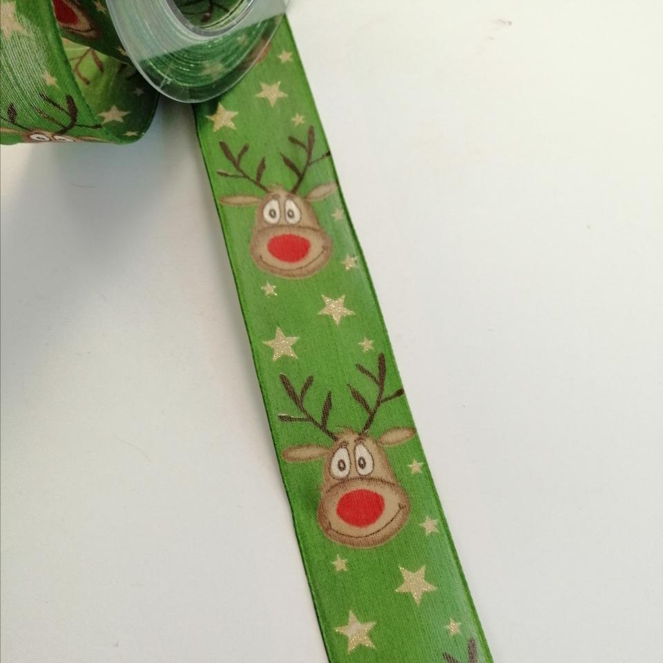 nastro natale con renna e stelle Goldina 40 mm x 1 mt