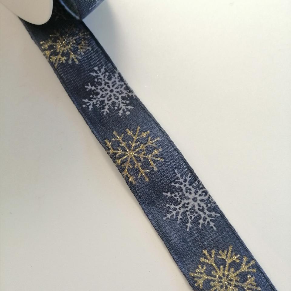 nastro tela grezza blu con fiocchi neve Goldina 400895596430