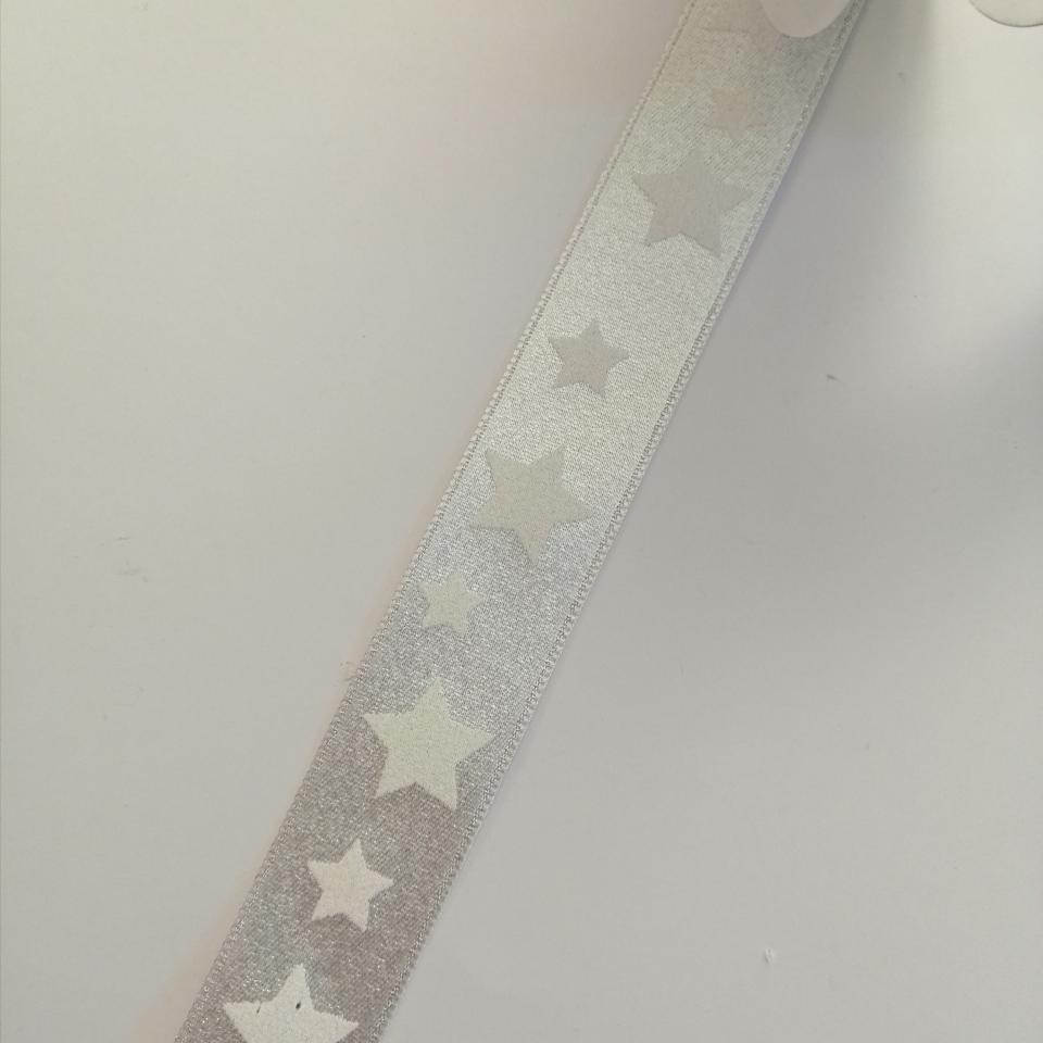 nastro argento con stelle bianche Goldina 25 mm x 1 mt