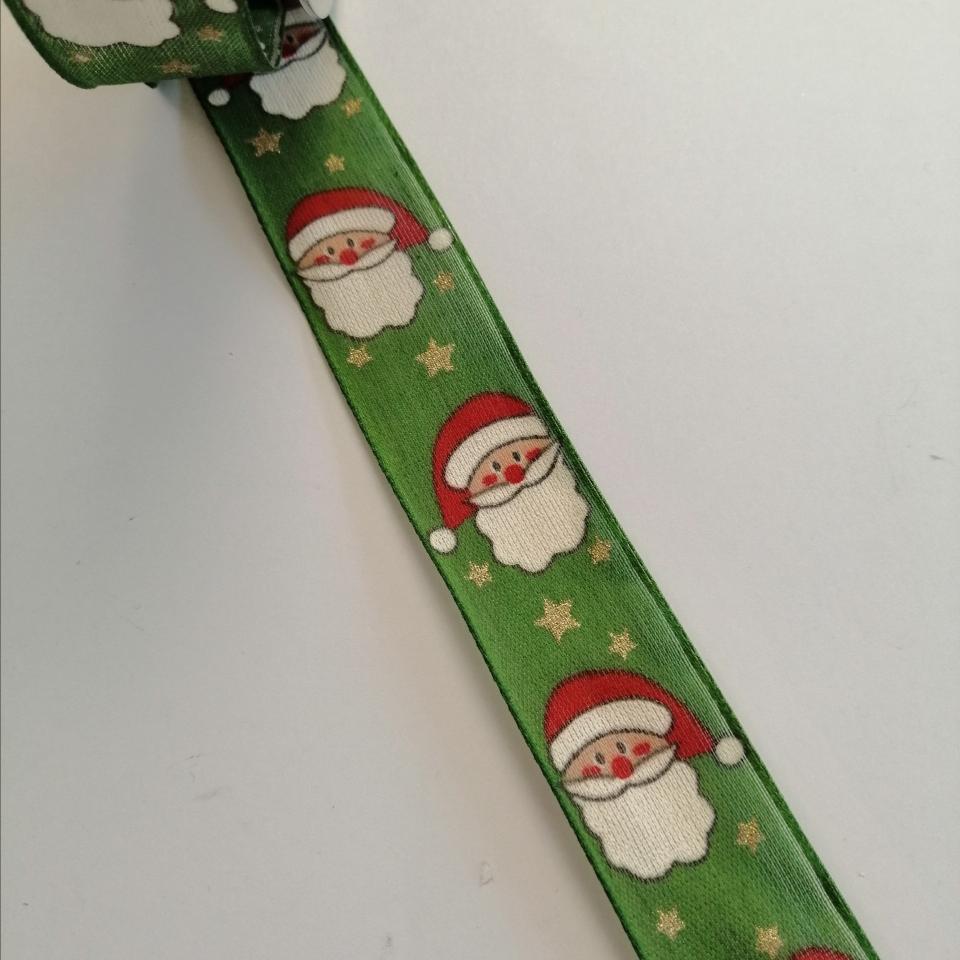 nastro verde con babbi natale e stelline goldina 25 mm x 1mt