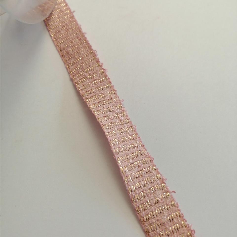 nastro cotone rosa e oro goldina 15 mm x 1 mt