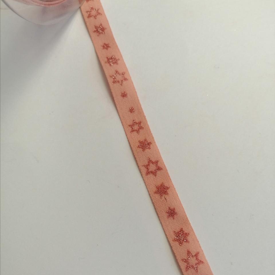 nastro rosa antico con stelle Goldina 10 mm x 1 mt