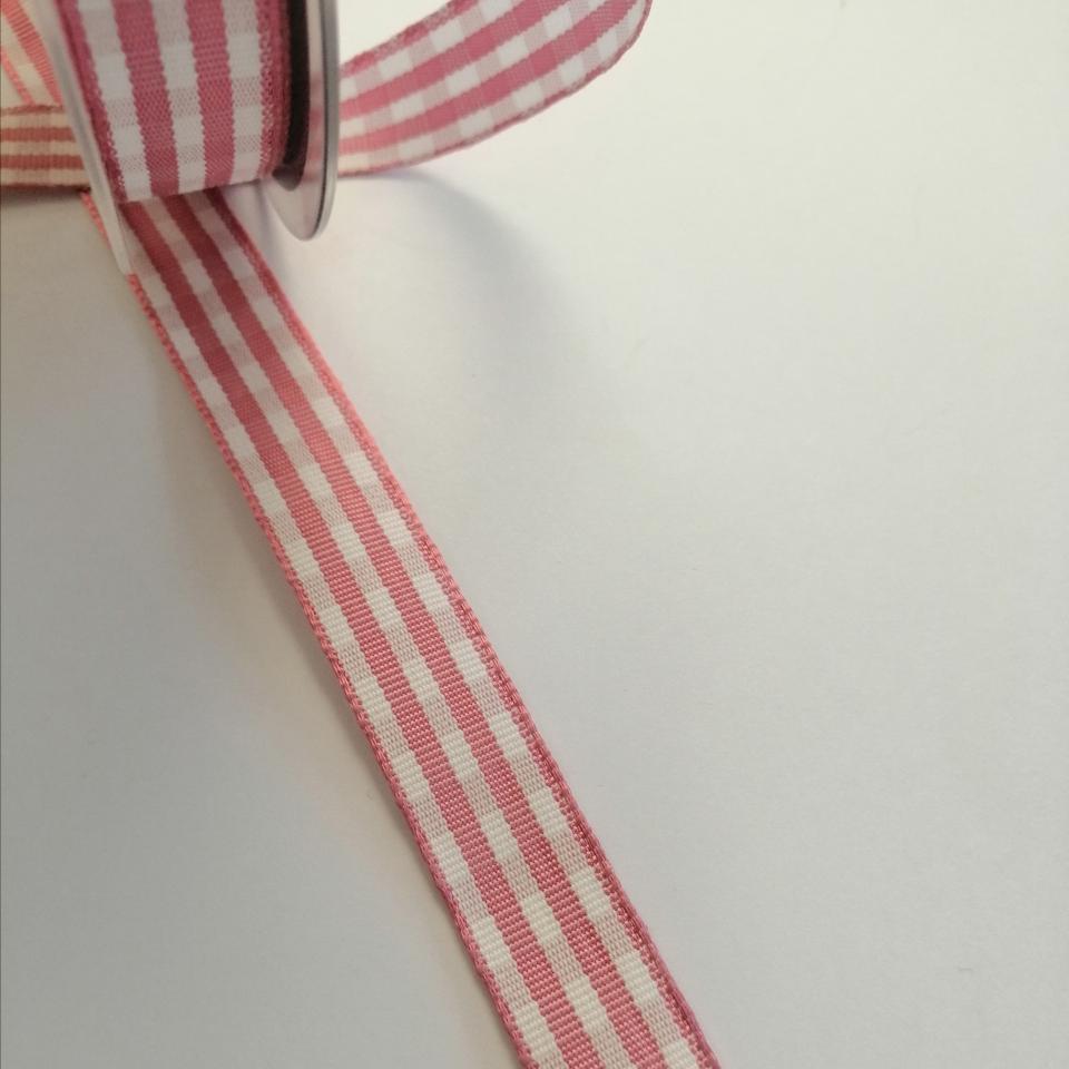 nastro quadrucci rosa e bianco goldina 15 mm x 1 mt