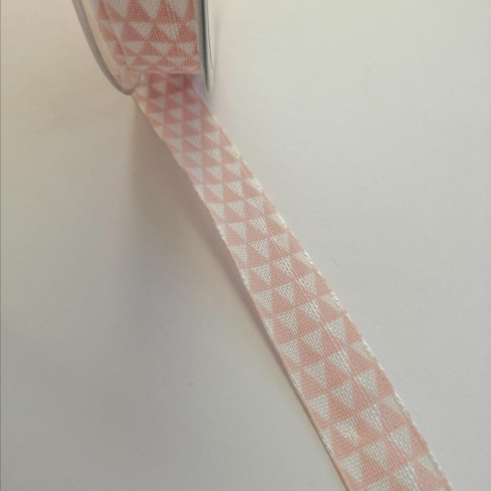 nastro rosa con triangoli bianchi Goldina 15 mm x 1 mt