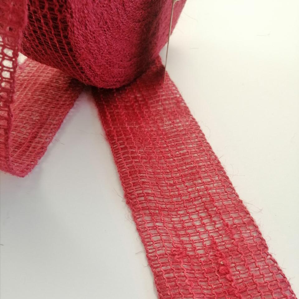 nastro juta  rete colore  rosso nastri di mirta 60 mm x 1 mt