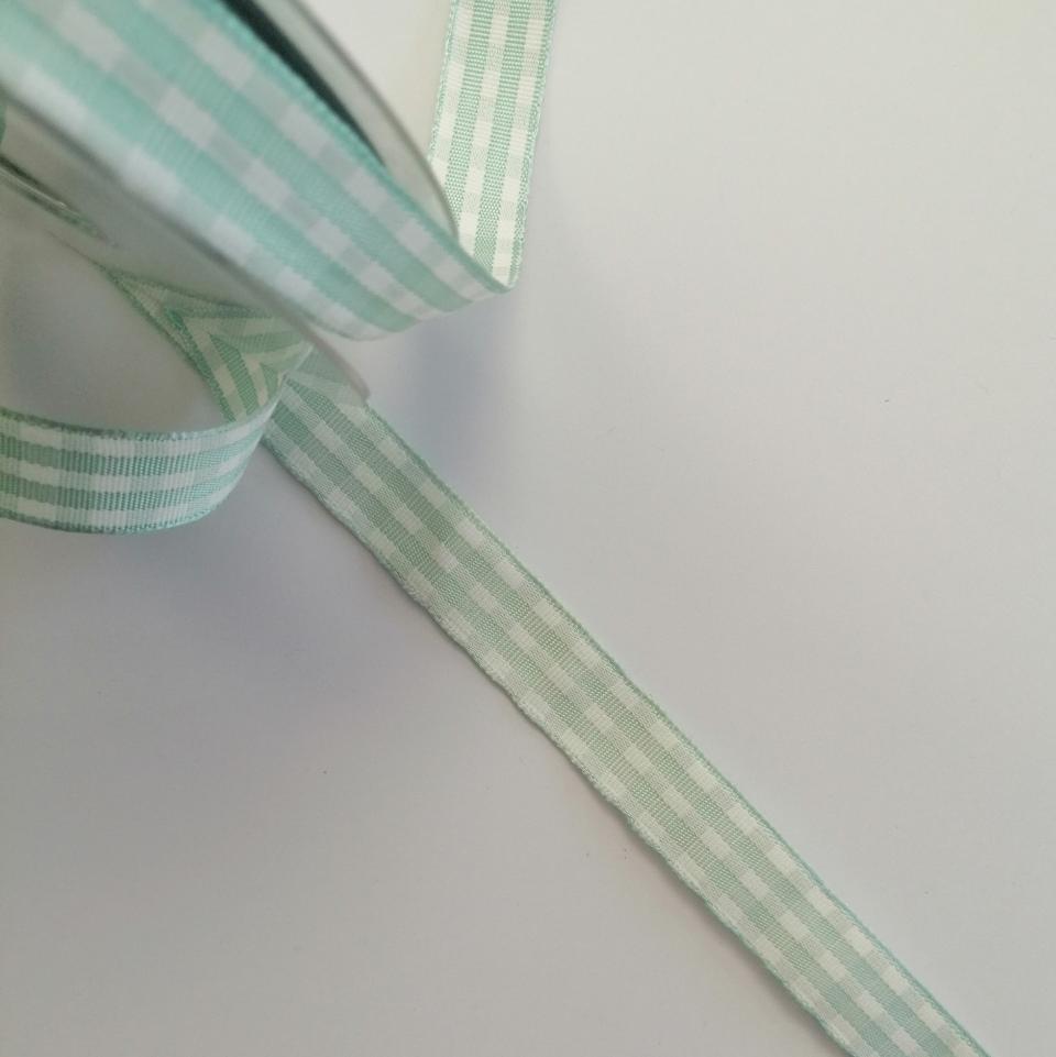 nastro quadrucci verde menta e bianco Goldina 15 mm x 1 mt