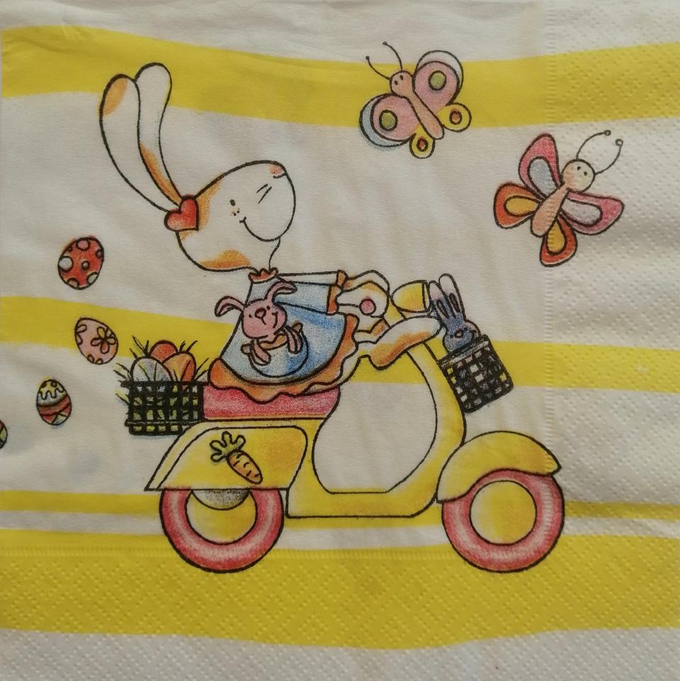 tovagliolo coniglietta sulla vespa arti e grafica busta da 2 pezzi 33x33cm