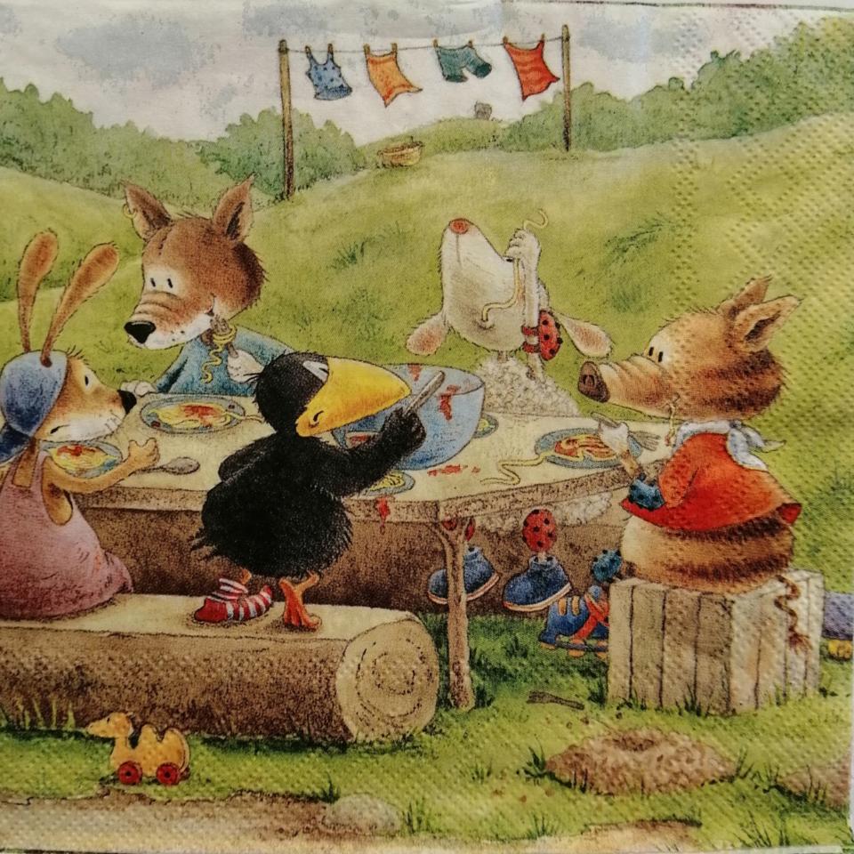 tovaglioli picnic animali del bosco arti e grafica busta da 2 pezzi 33x33